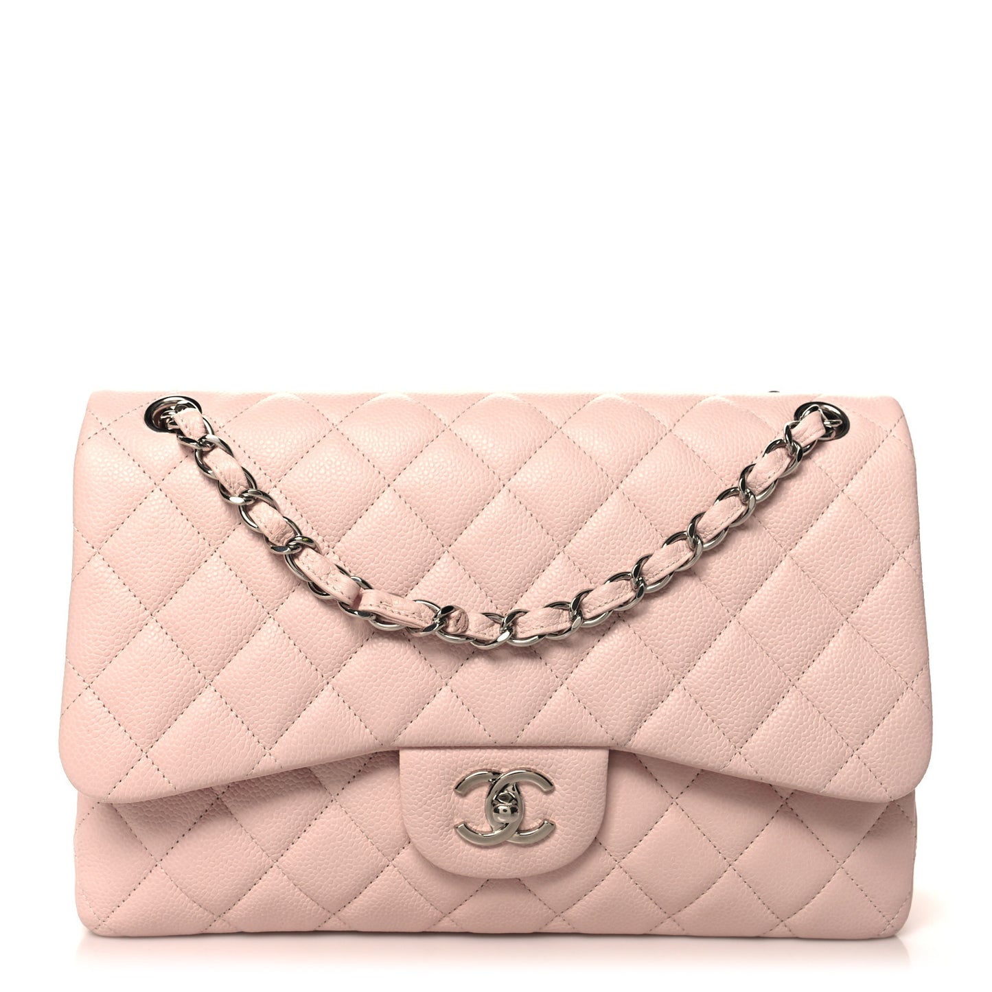 Caviar Quilted Jumbo Double Flap Light Pink
