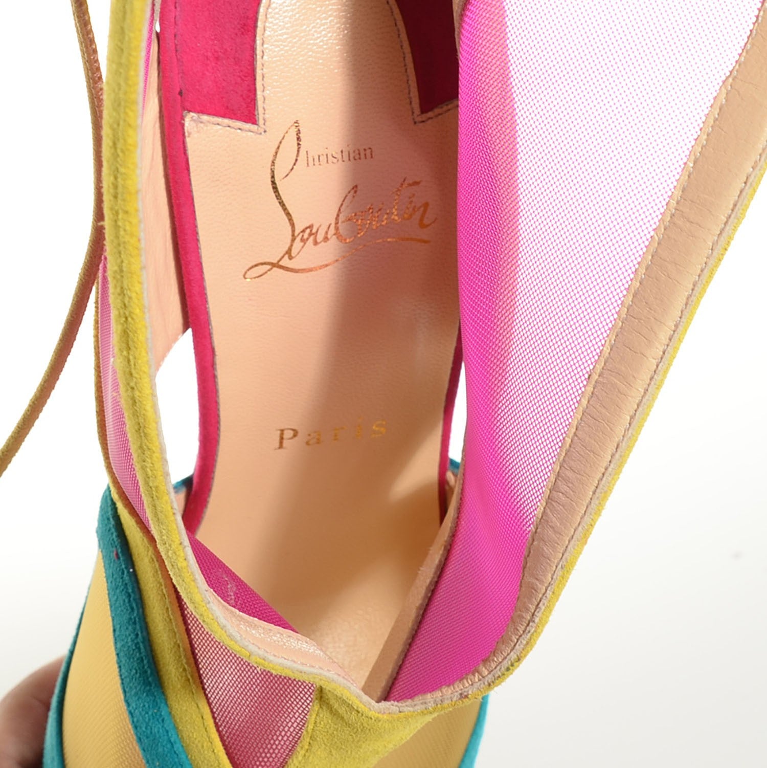 Christian Louboutin Suede Mesh Farfamesh 160 Peep Toe Platform Booties 39 Multicolor 6 of 6