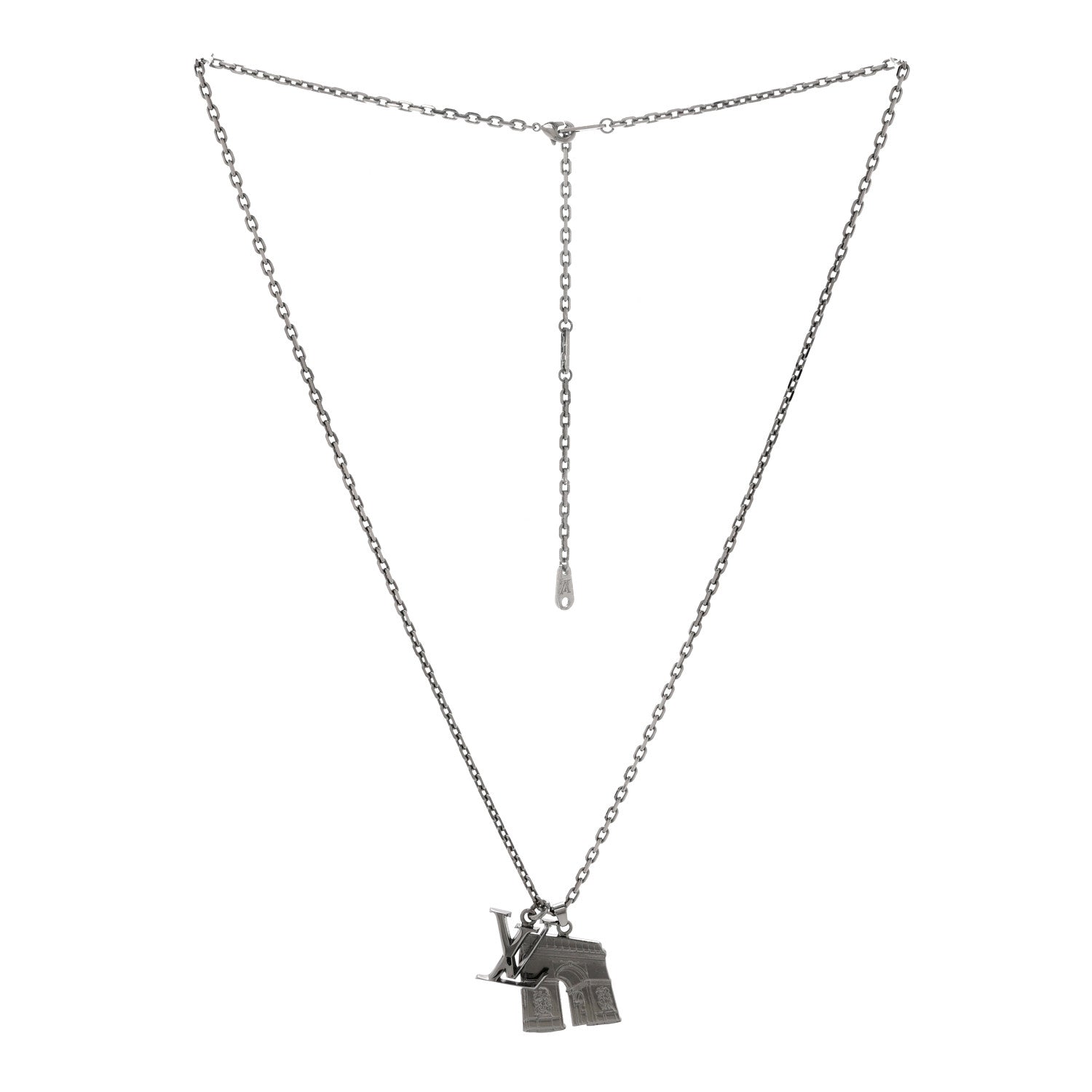 Louis Vuitton Metal Initial Arc City Pendant Necklace Silver Silver 3 of 8
