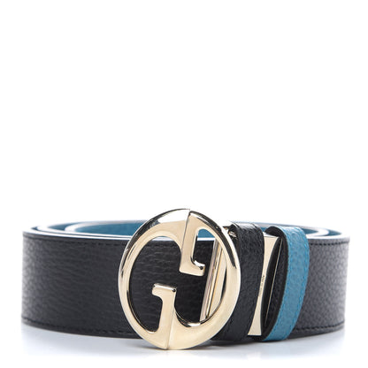 Gucci Dollar Calfskin 1973 Reversible Belt 100 40 Black Deep Cobalt 1 of 6