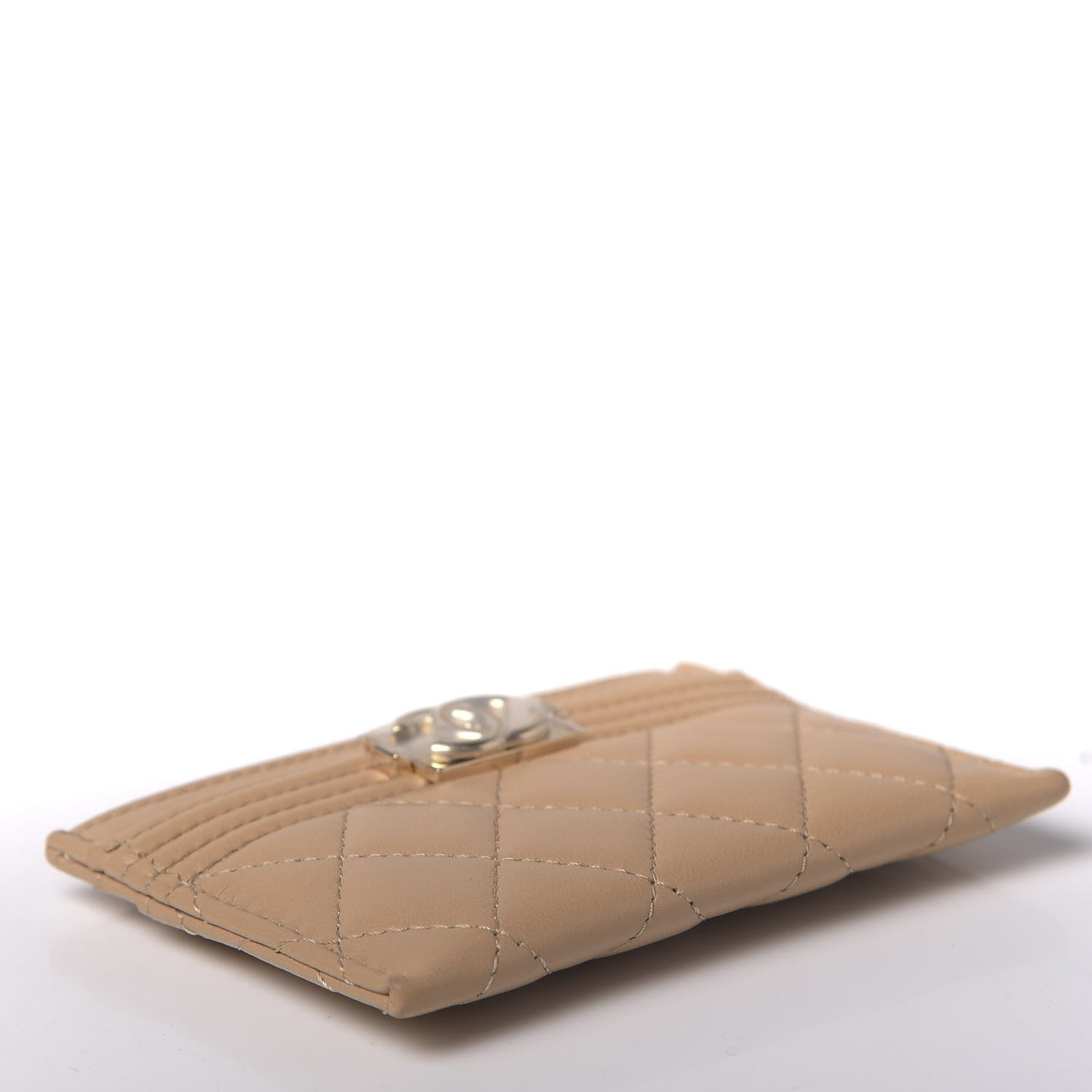 Chanel Lambskin Quilted Boy Card Holder Beige 4 of 11
