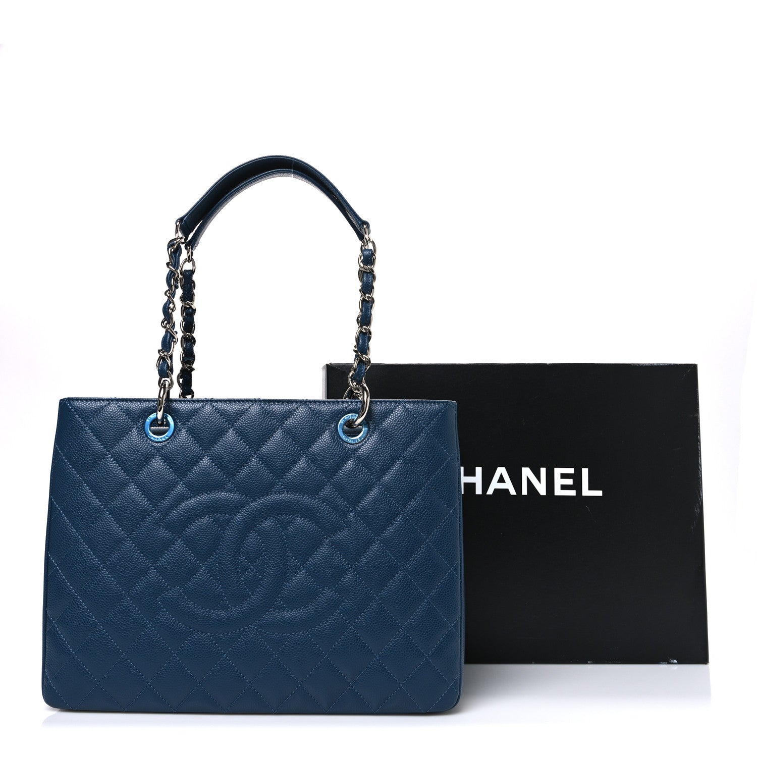 Chanel Caviar Quilted Grand Shopping Tote GST Dark Navy Blue 11 of 11