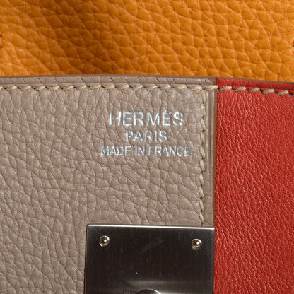 Hermes Taurillon Clemence Swift Tri-Color Birkin 35 Rose Jaipur Gris Tourterelle Moutarde 6 of 10