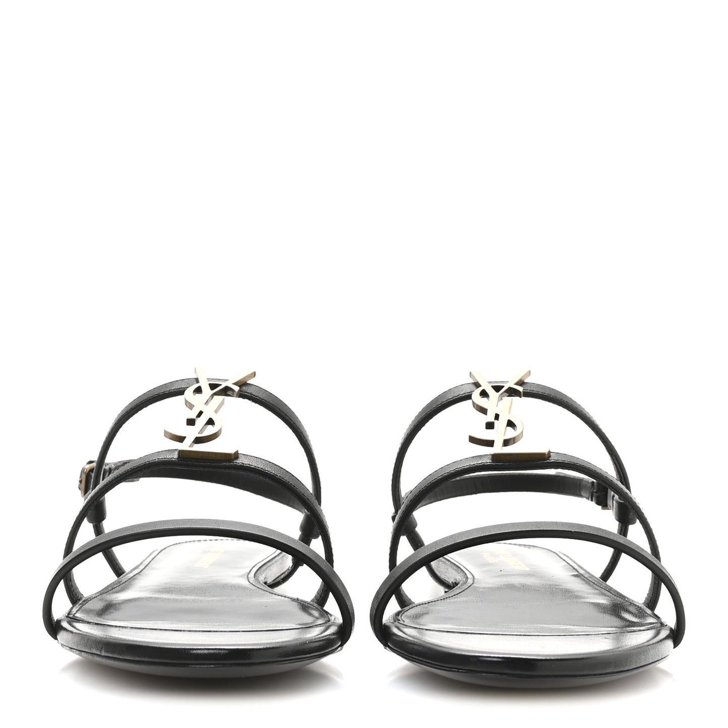 Calfskin Cassandra Monogram Sandals 39 Black