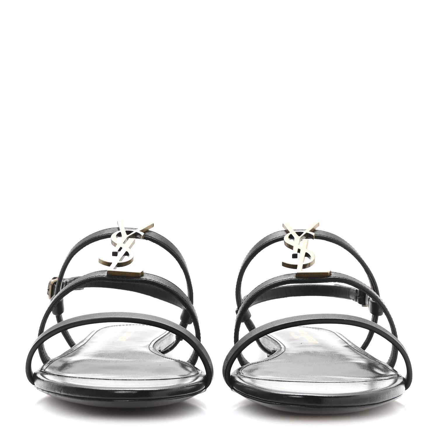 Saint Laurent Calfskin Cassandra Monogram Sandals 39 Black 3 of 9