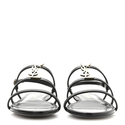 Saint Laurent Calfskin Cassandra Monogram Sandals 39 Black 3 of 9