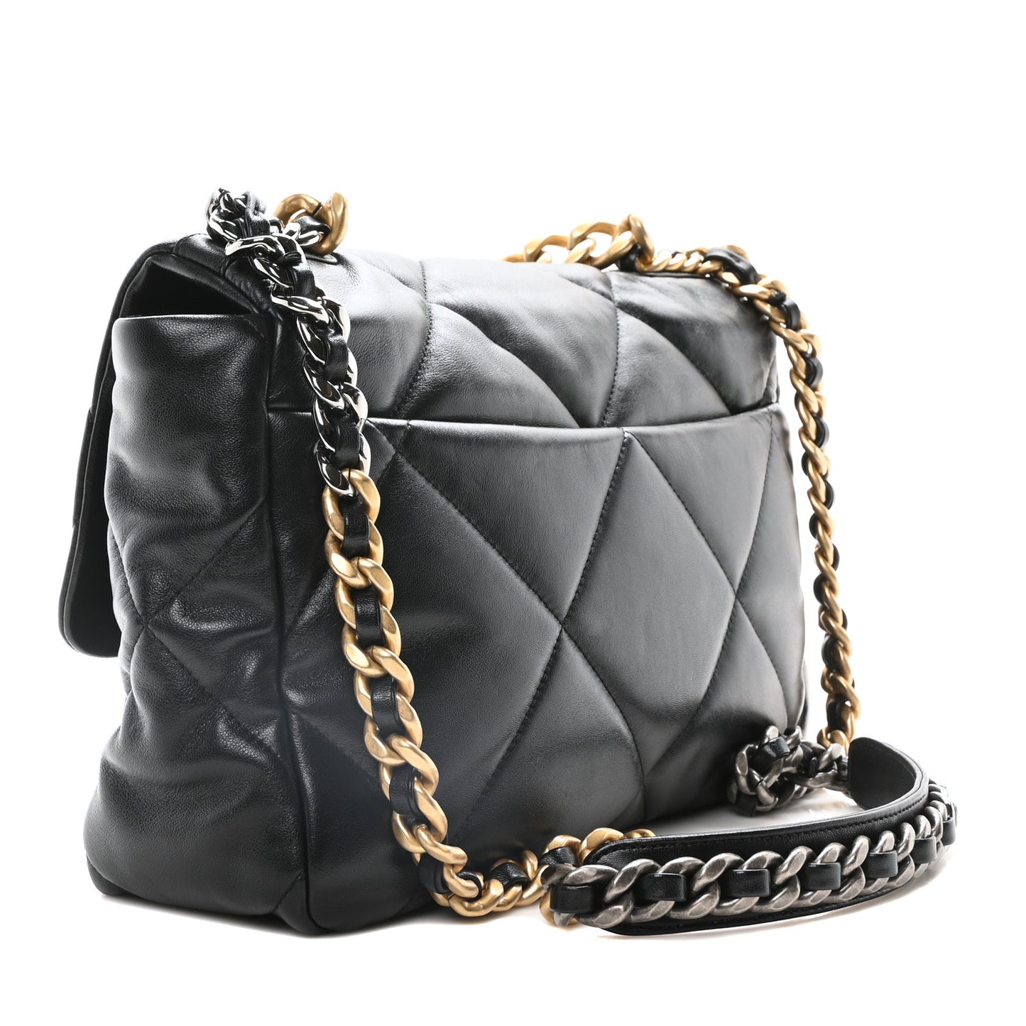 Lambskin Quilted Large Chanel 19 Flap Black