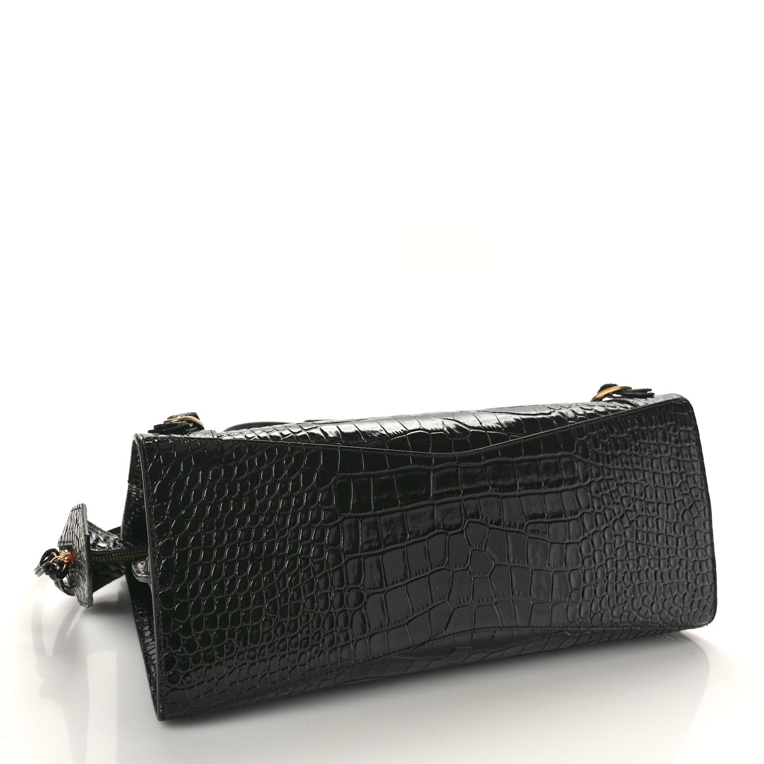 Balenciaga Shiny Supple Calfskin Crocodile Embossed Brass Hardware Neo Classic City Black 4 of 10