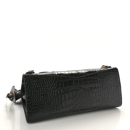 Balenciaga Shiny Supple Calfskin Crocodile Embossed Brass Hardware Neo Classic City Black 4 of 10