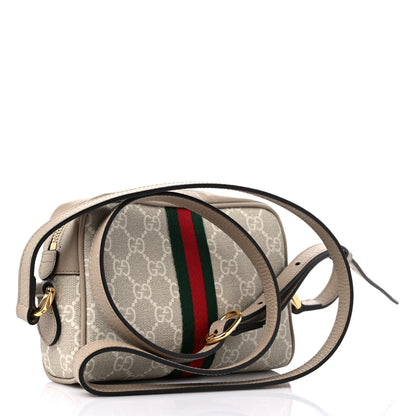 Gucci GG Supreme Monogram Textured Calfskin Web Mini Ophidia Shoulder Bag Beige Mystic White Oatmeal 3 of 10