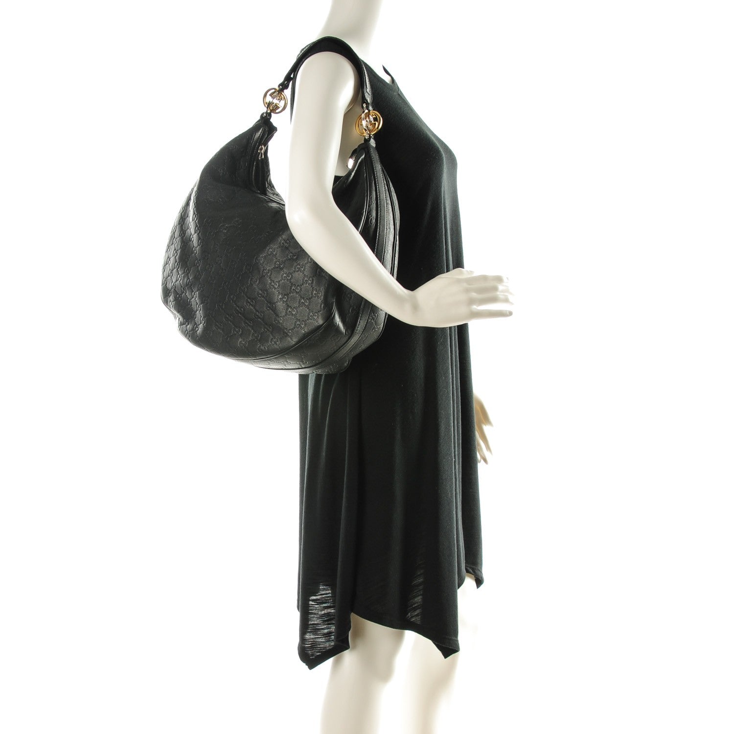 Gucci Guccissima Large GG Twins Hobo Black 2 of 7