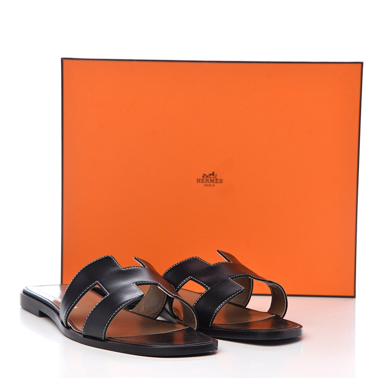 Box Calfskin Oran Sandals 41 Black