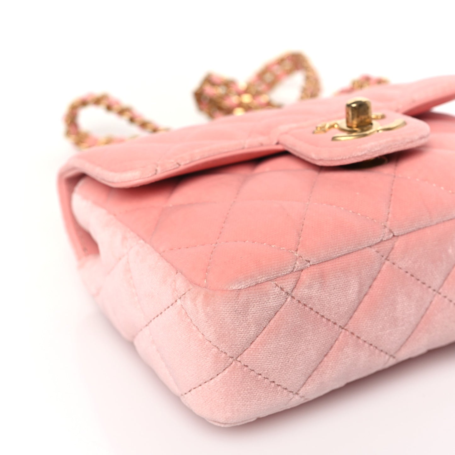 Velvet Enamel Mini Flap Light Pink