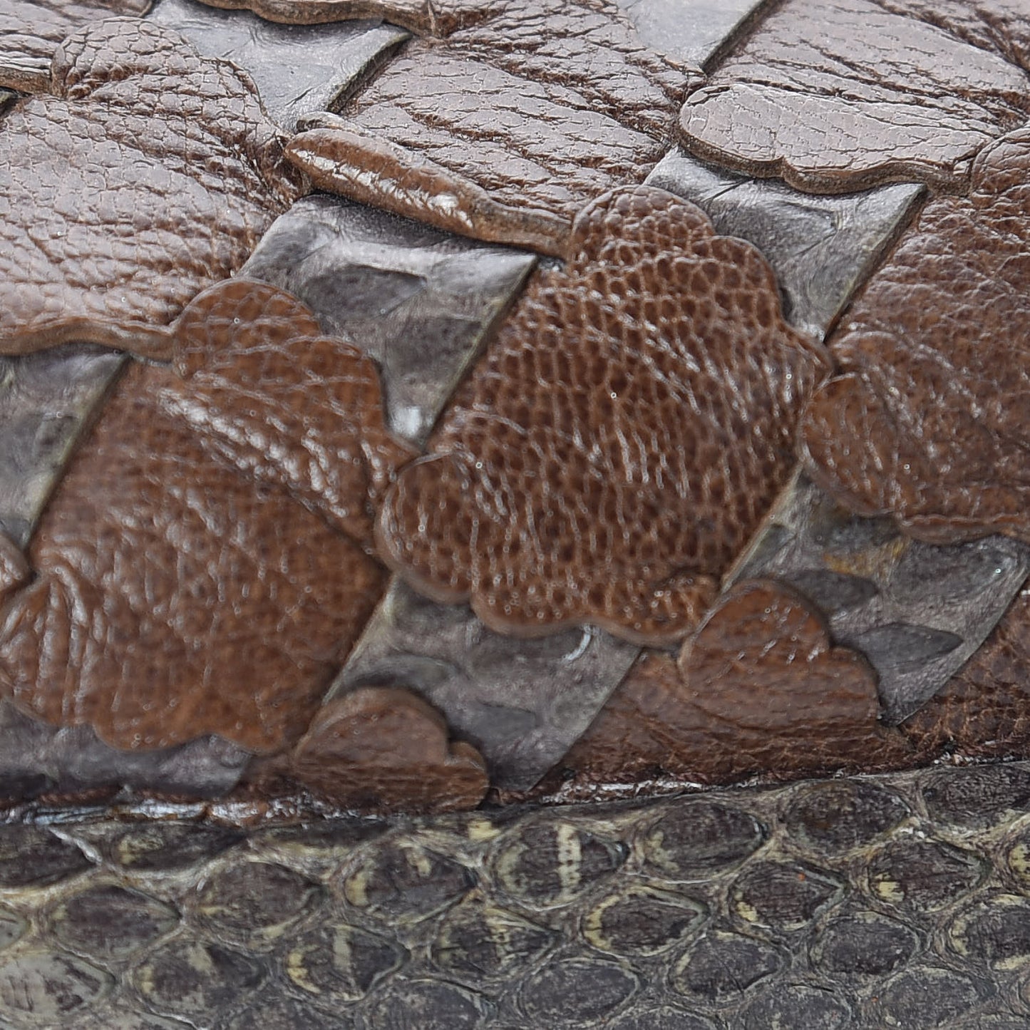 Ayers Grained Calfskin Intrecciato Knot Studded Clutch