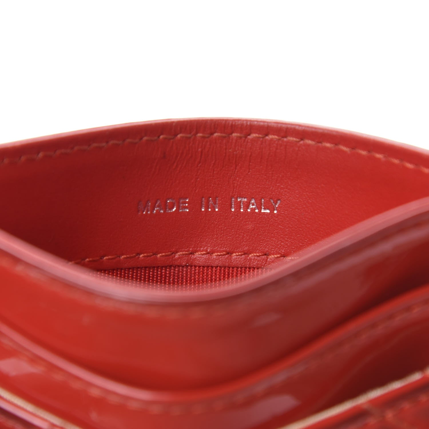 Chanel Patent Quilted Chevron Card Holder Red 12 of 13