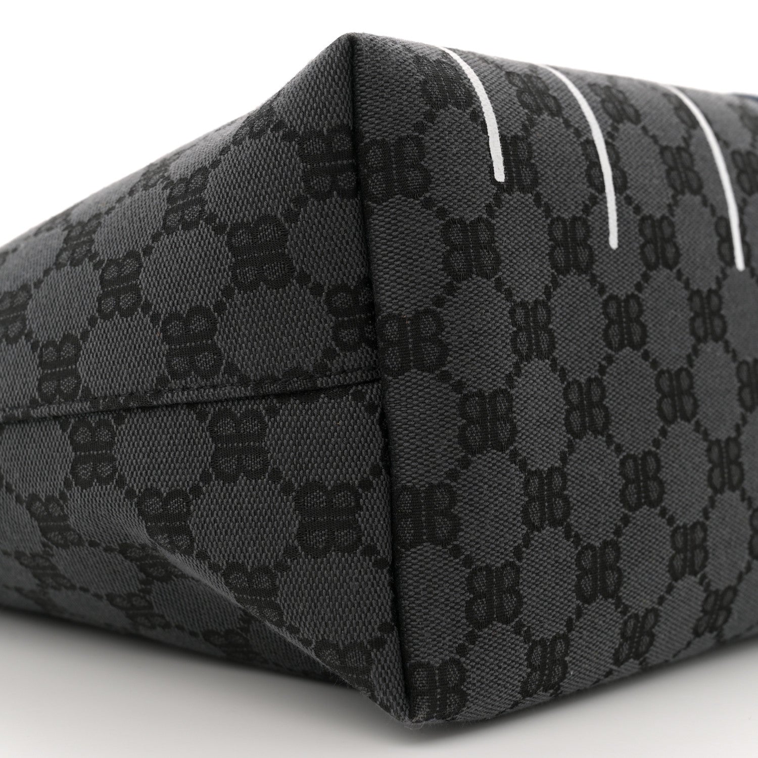 Gucci X BALENCIAGA BB Monogram Web Graffiti Medium Ophidia Shopping Tote Black 9 of 10