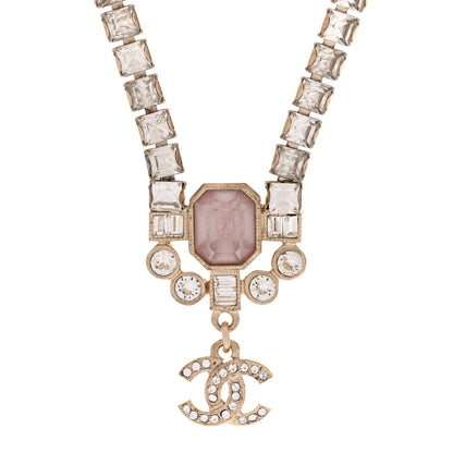 Chanel Crystal CC Pendant Choker Gold Pink 4 of 6