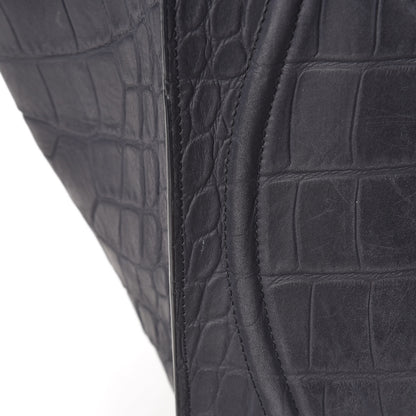 Celine Crocodile Embossed Nubuck Medium Phantom Luggage Navy Blue 18 of 27