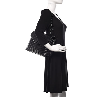 Saint Laurent Calfskin Y Quilted Monogram Medium Loulou Chain Satchel Black 2 of 9