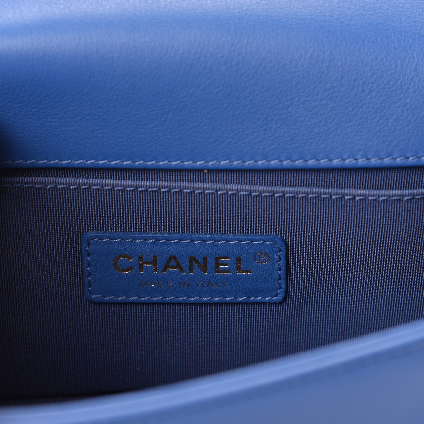 Calfskin Quilted Small Boy Flap Blue