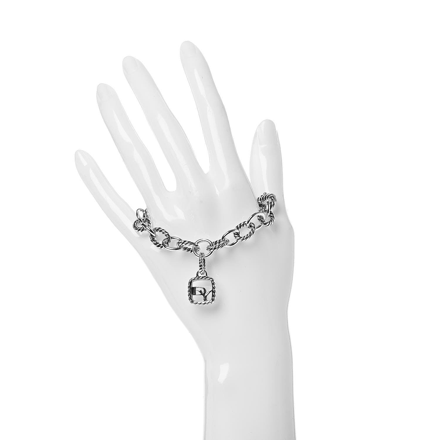David Yurman Sterling Silver 10mm Medium Oval Link Charm Bracelet 2 of 4