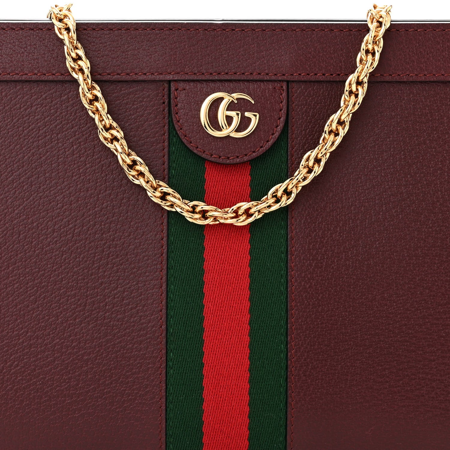 Gucci Textured Calfskin Web Medium Ophidia Chain Shoulder Bag Vintage Bordeaux 8 of 11