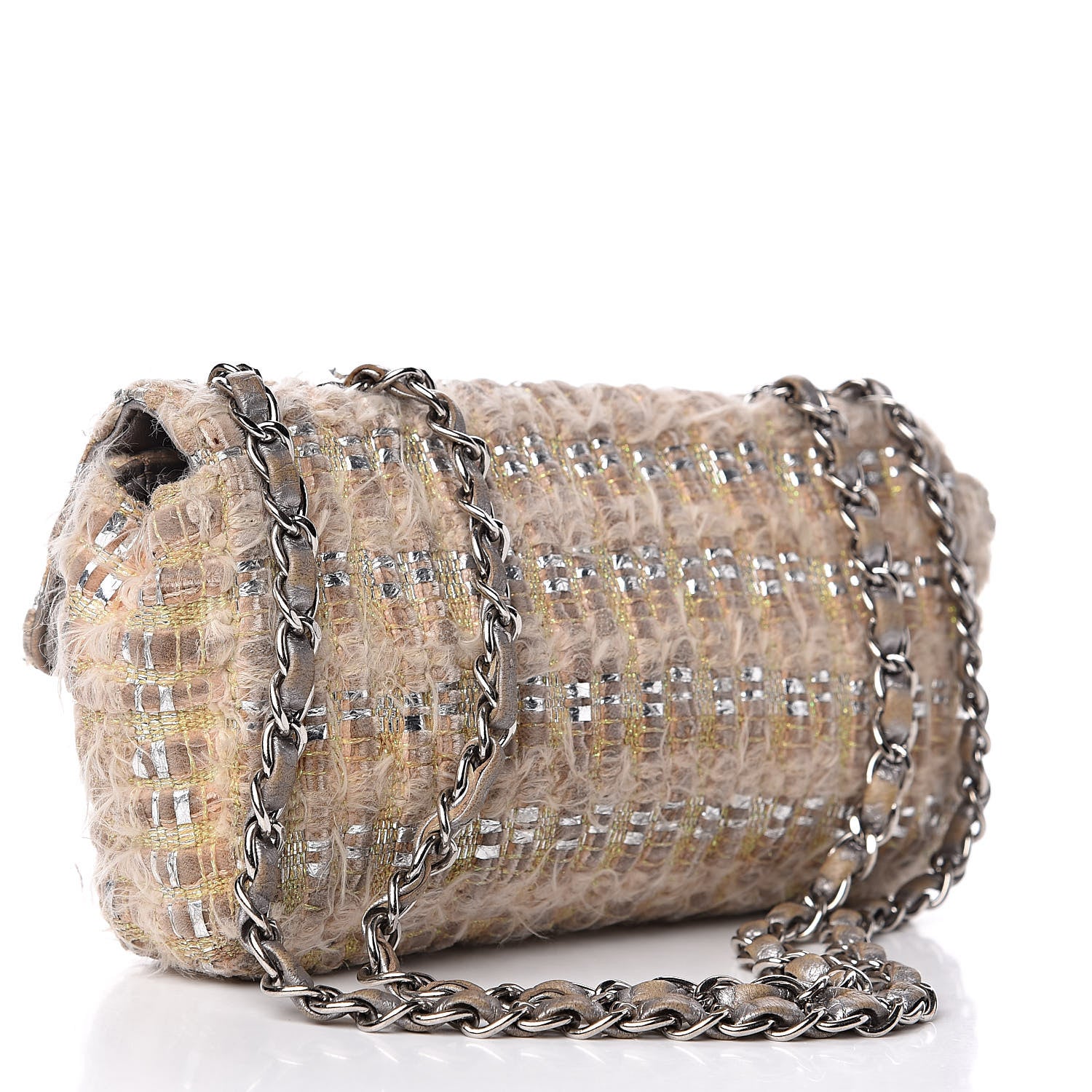 Chanel Tweed Quilted Single Flap Beige 3 of 18