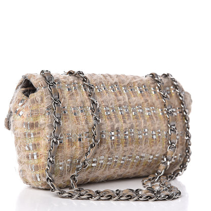Chanel Tweed Quilted Single Flap Beige 3 of 18