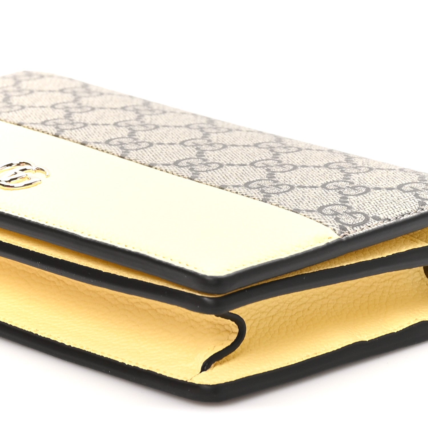 Gucci Dollar Calfskin GG Supreme Monogram Mini GG Marmont Chain Wallet Beige Light Yellow 9 of 10