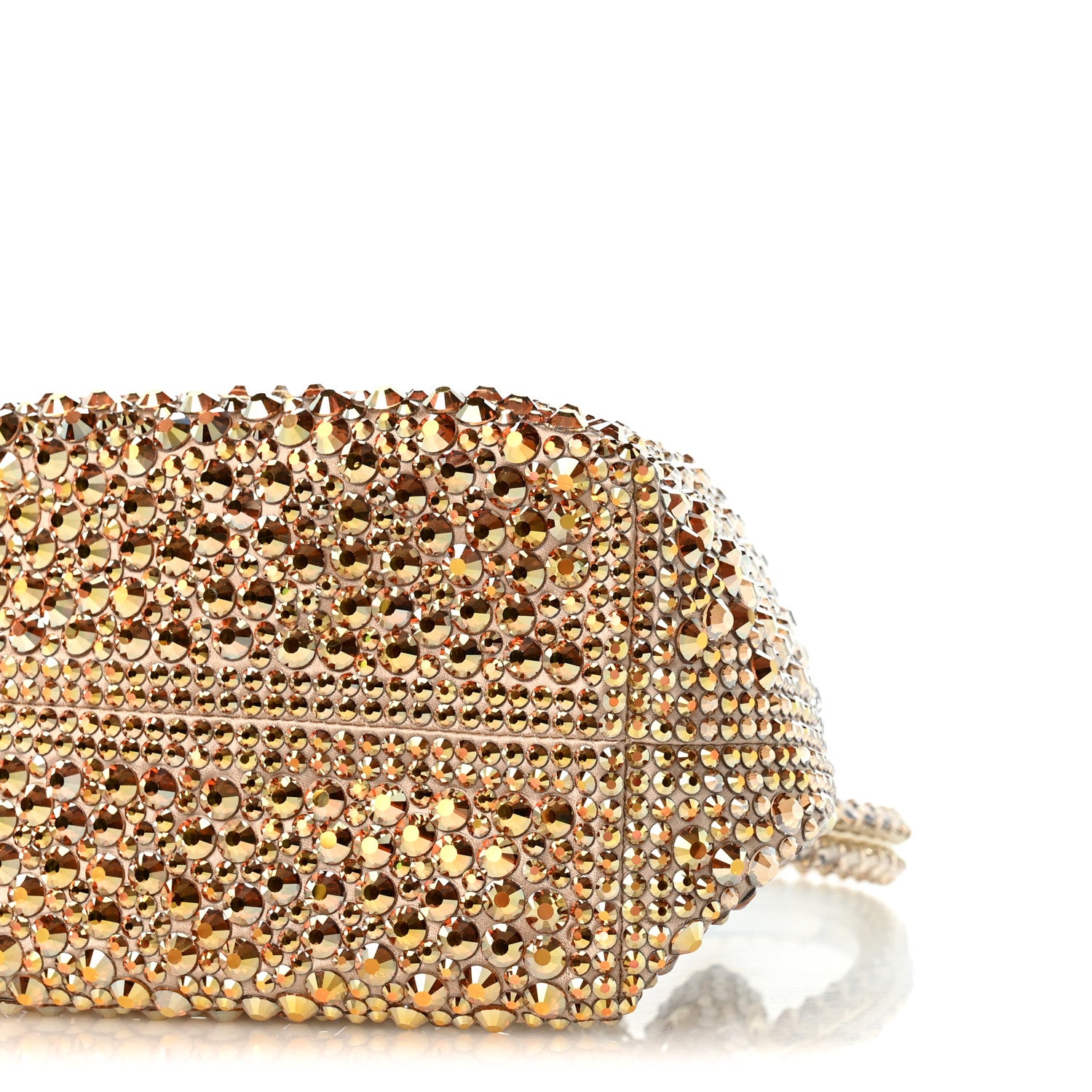 Jimmy Choo Satin Hotfix Crystal Embellished Bon Bon Bucket Bag Gold Silver 11 of 12