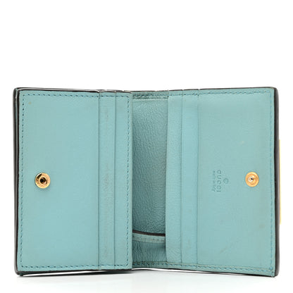 Gucci Wonka Grain Calfskin GG Monogram Embossed Card Case Wallet Dusty Azure 5 of 9