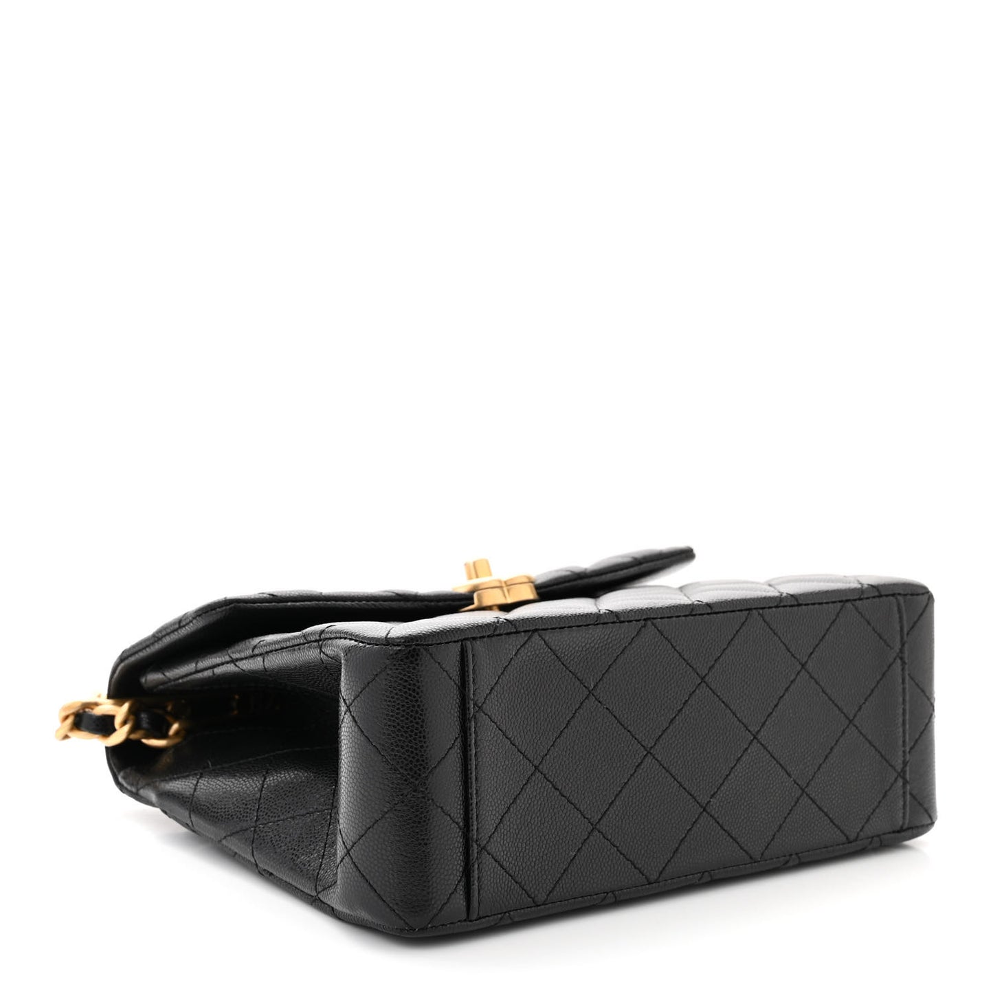 Caviar Quilted 31 Rue Cambon Top Handle Flap Black
