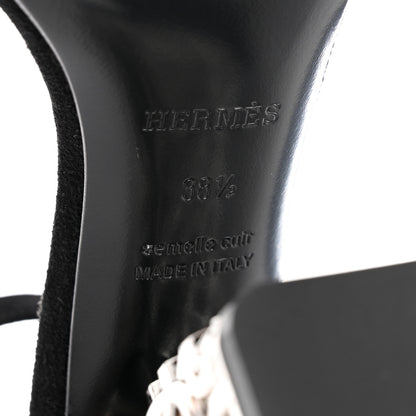 Hermes Suede Goatskin Glam 105 Sandals 38.5 Black 8 of 8