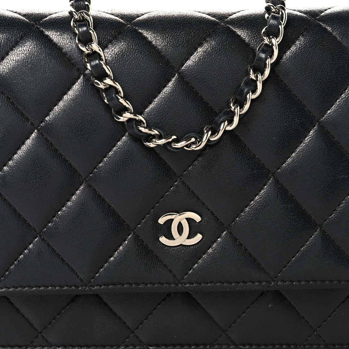 Chanel Lambskin Quilted Wallet On Chain WOC Black 9 of 11