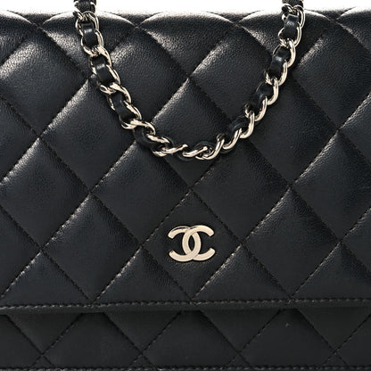 Chanel Lambskin Quilted Wallet On Chain WOC Black 9 of 11