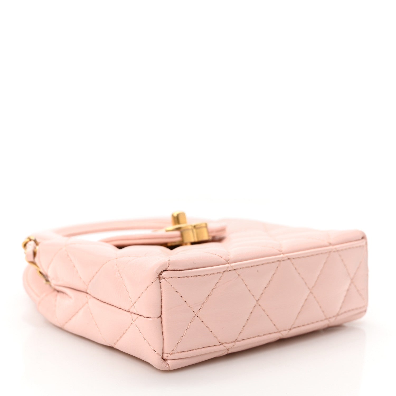 Chanel Shiny Aged Calfskin Quilted Mini Nano Kelly Shopper Light Pink 4 of 8