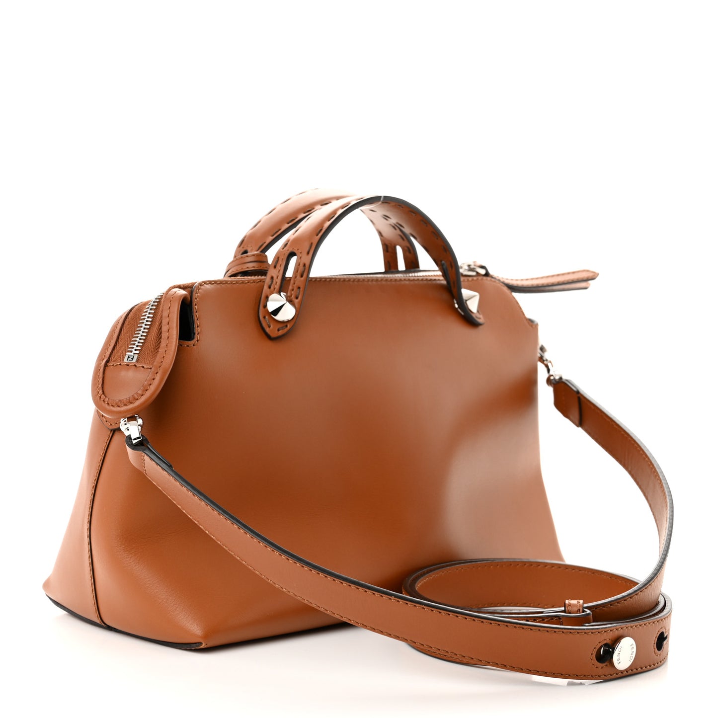 Vitello King Logo Embossed Medium By The Way Boston Bag Cuoio