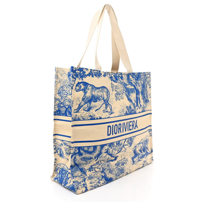 Christian Dior Straw Dioriviera Tote Blue 3 of 10
