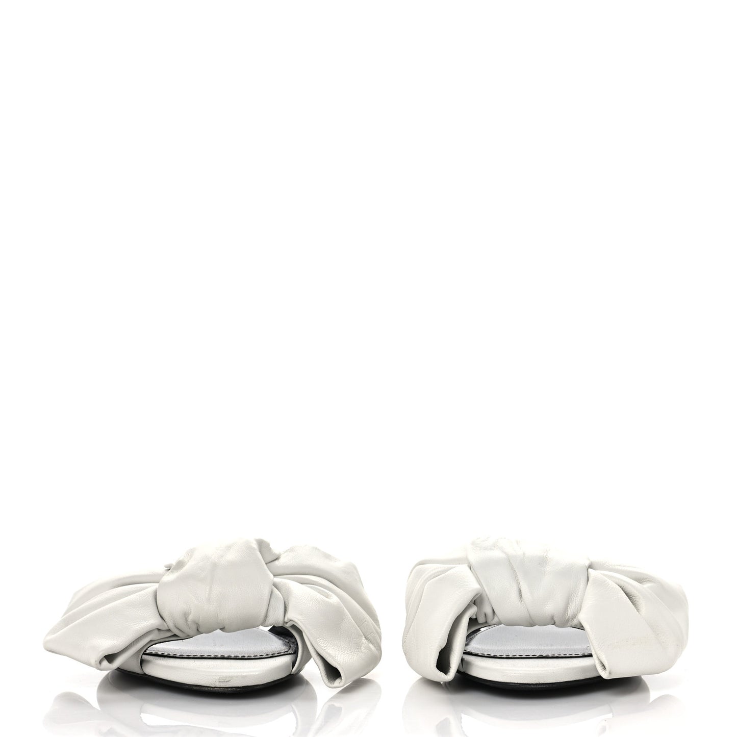 Smooth Nappa Square Knife Bow Mules 36 White