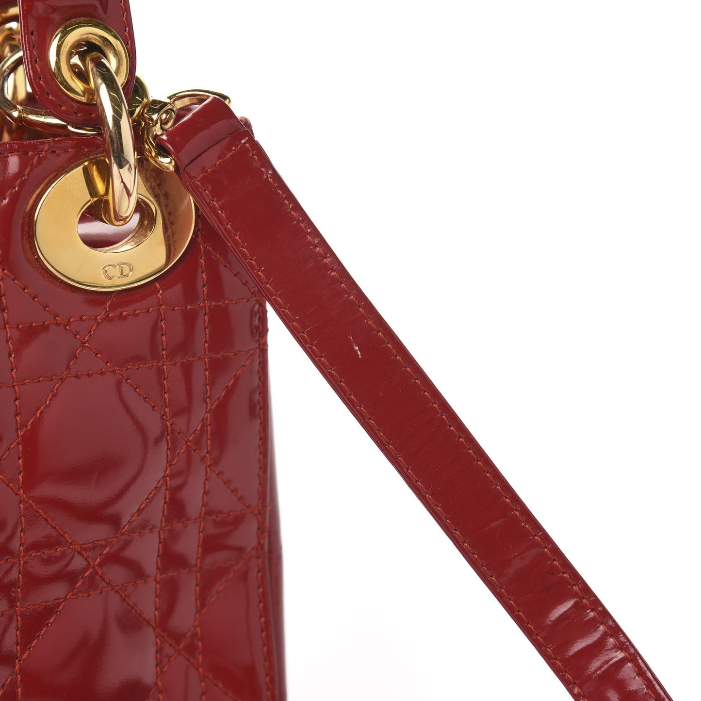 Patent Cannage Mini Lady Dior Red