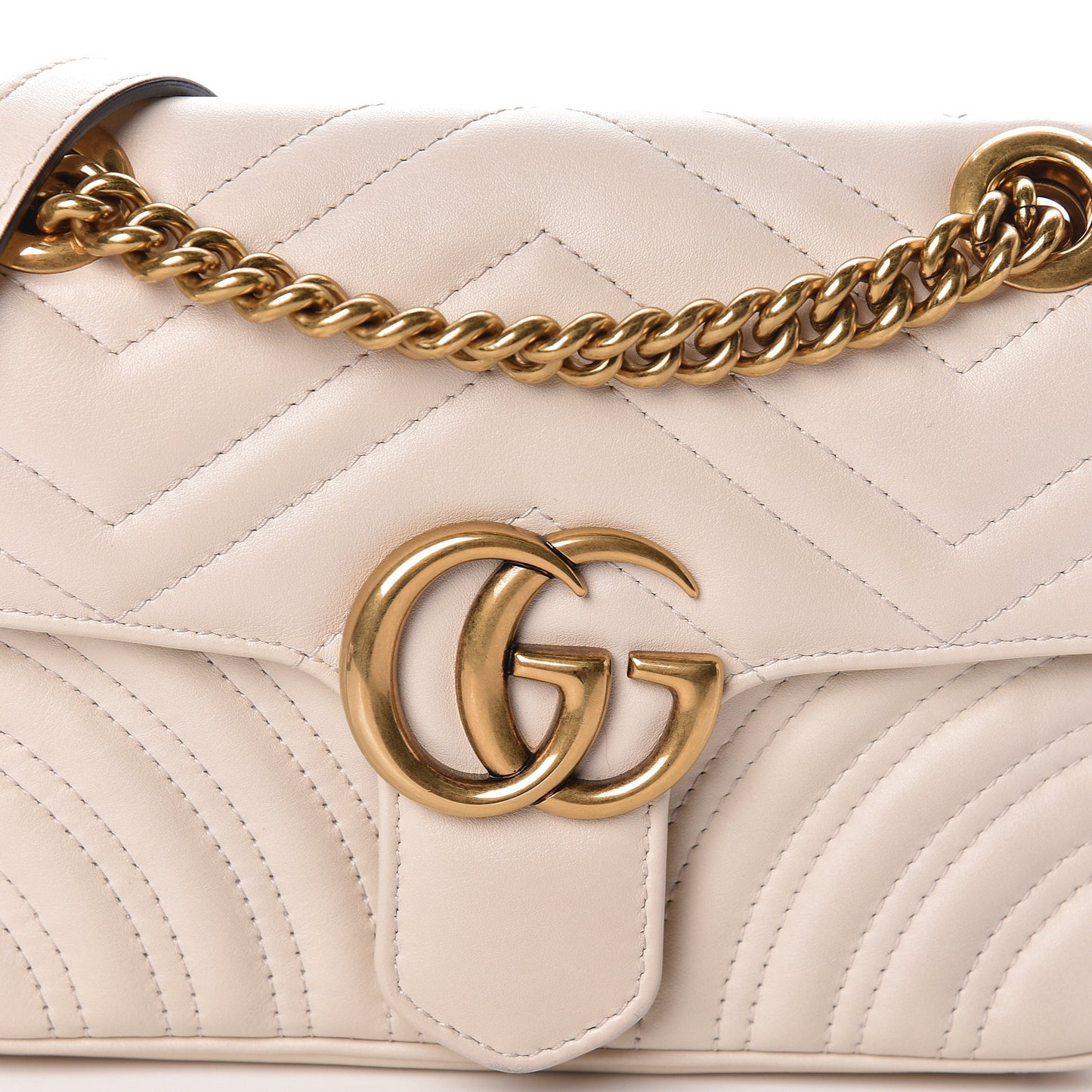 Calfskin Matelasse Mini GG Marmont Shoulder Bag White