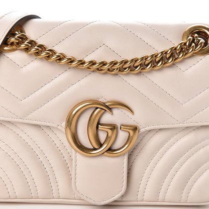 Gucci Calfskin Matelasse Mini GG Marmont Shoulder Bag White 8 of 10