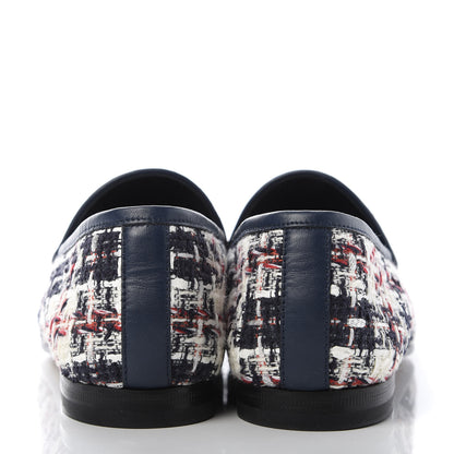 Gucci Tweed Check Horsebit Womens Jordaan Loafers 36.5 Gardenia Ink Blue Agata 6 of 10