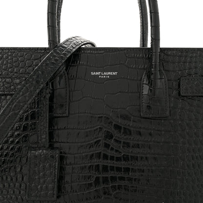 Saint Laurent Calfskin Crocodile Embossed Baby Sac De Jour Black 8 of 17