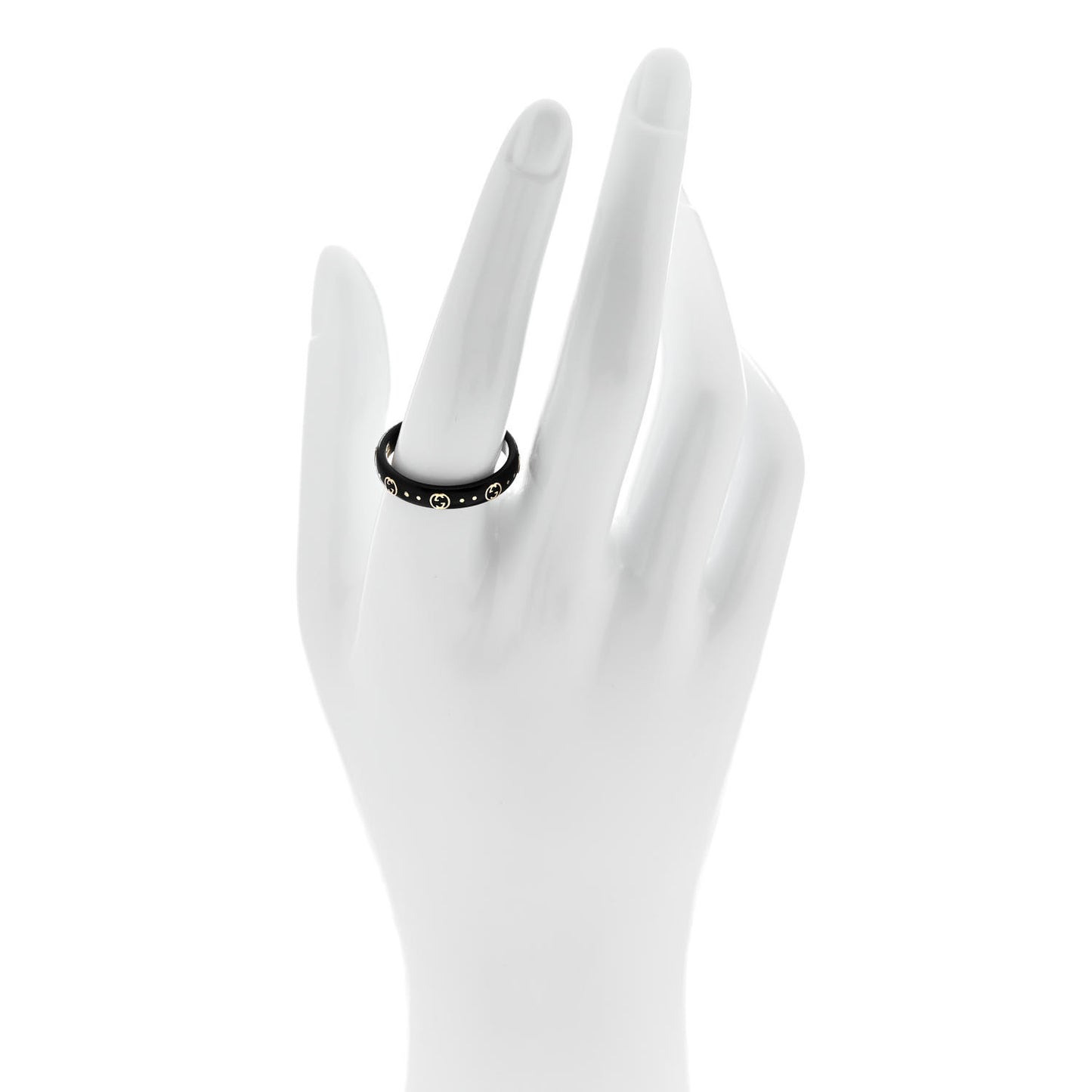 18K Yellow Gold Synthetic Corundum Icon Ring 61 9.5 Black