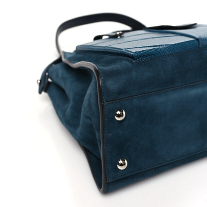 Fendi Chamois Karung Shiny Nappa Medium 3 Pocket Peekaboo Iconic Satchel Cobalto Petrolio 9 of 10