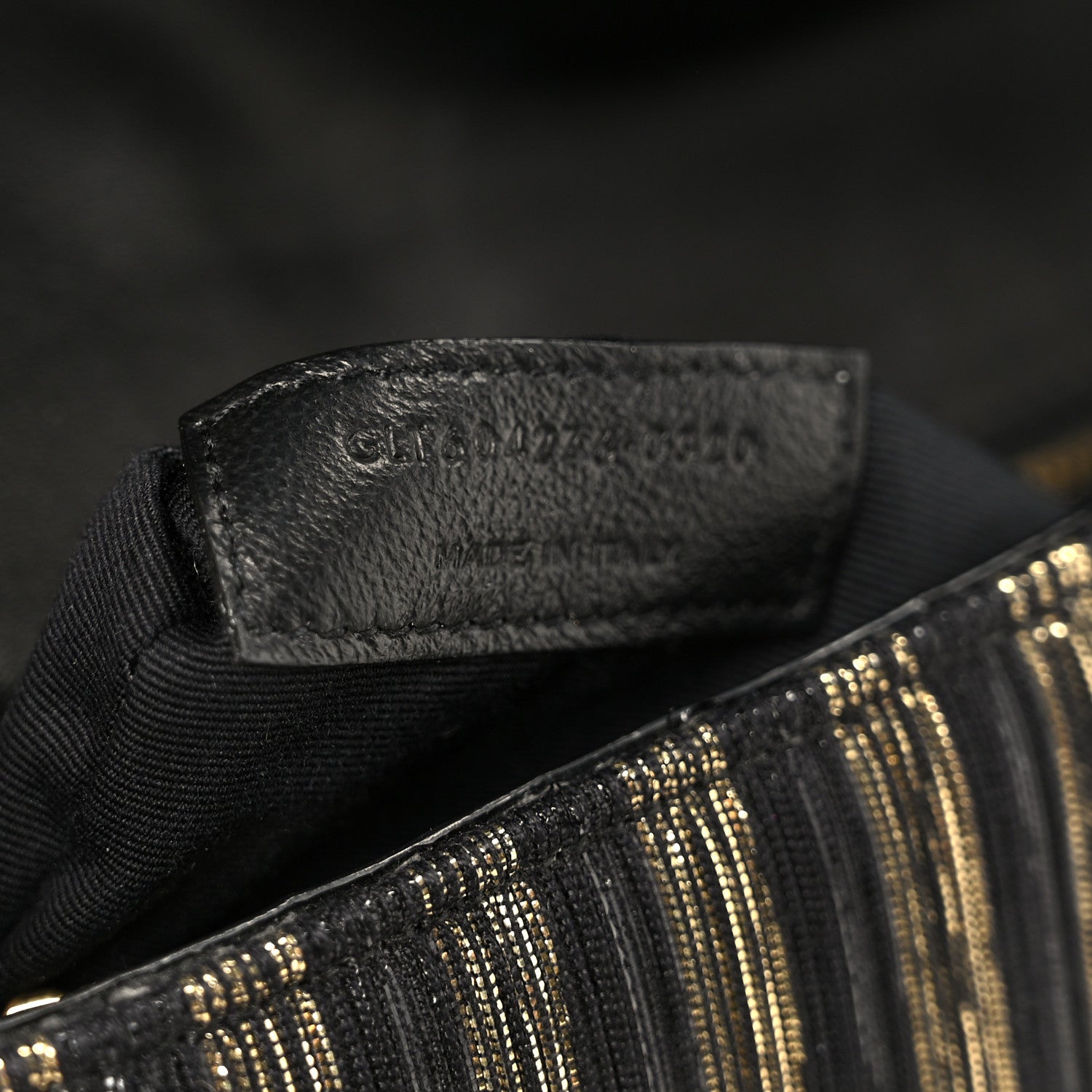 Saint Laurent Striped Fabric Monogram Tassel Kate 99 Baguette Bag Black Gold 8 of 11