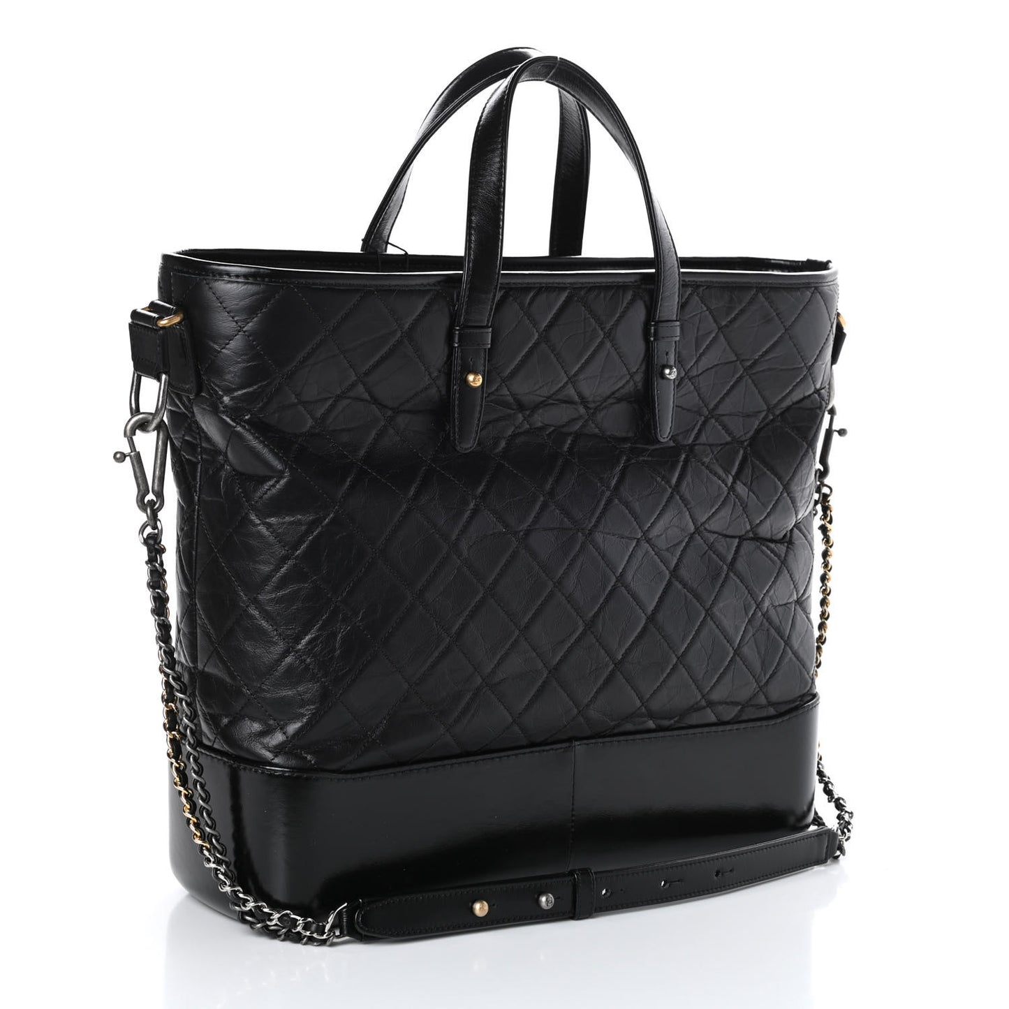 Aged Calfskin Quilted Large Gabrielle Shopping Tote Black