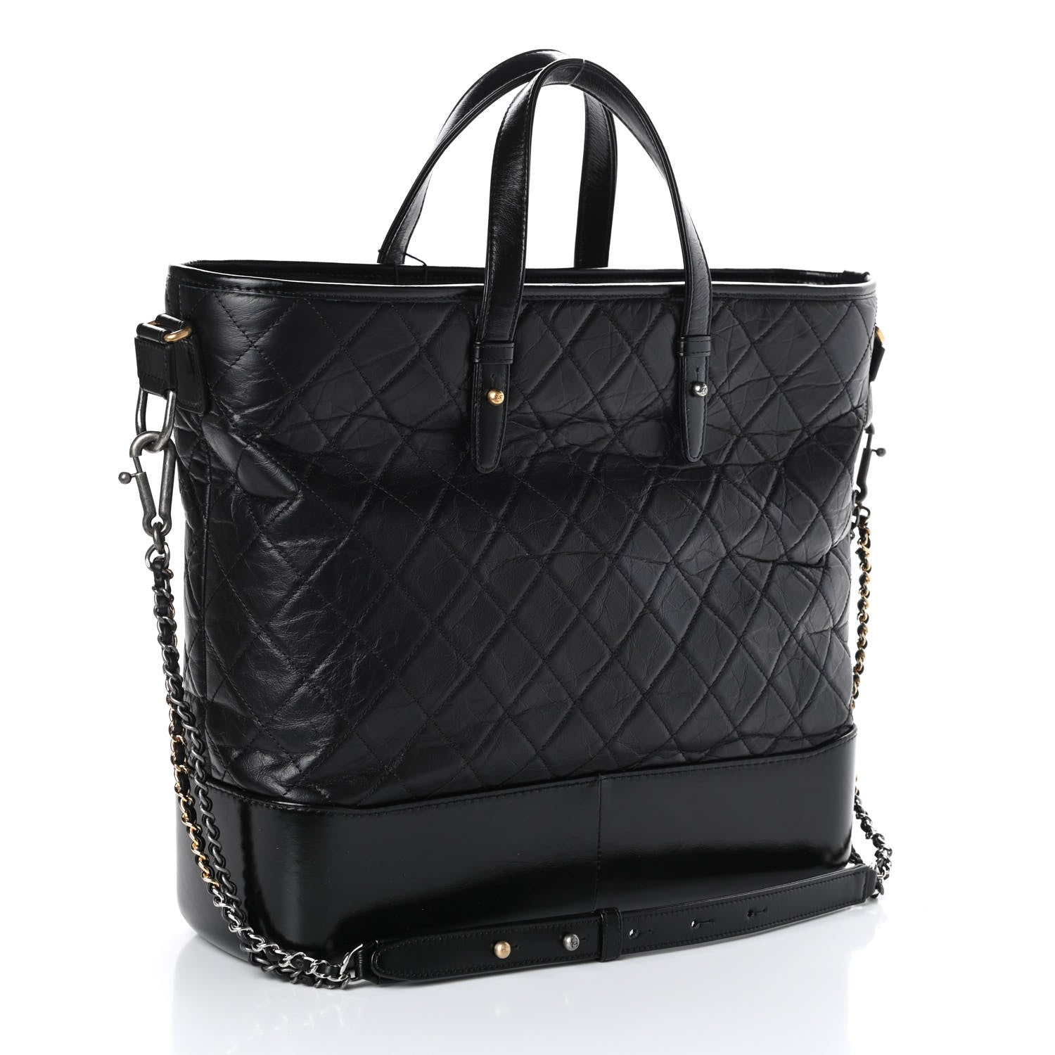 Chanel Aged Calfskin Quilted Large Gabrielle Shopping Tote Black 3 of 10