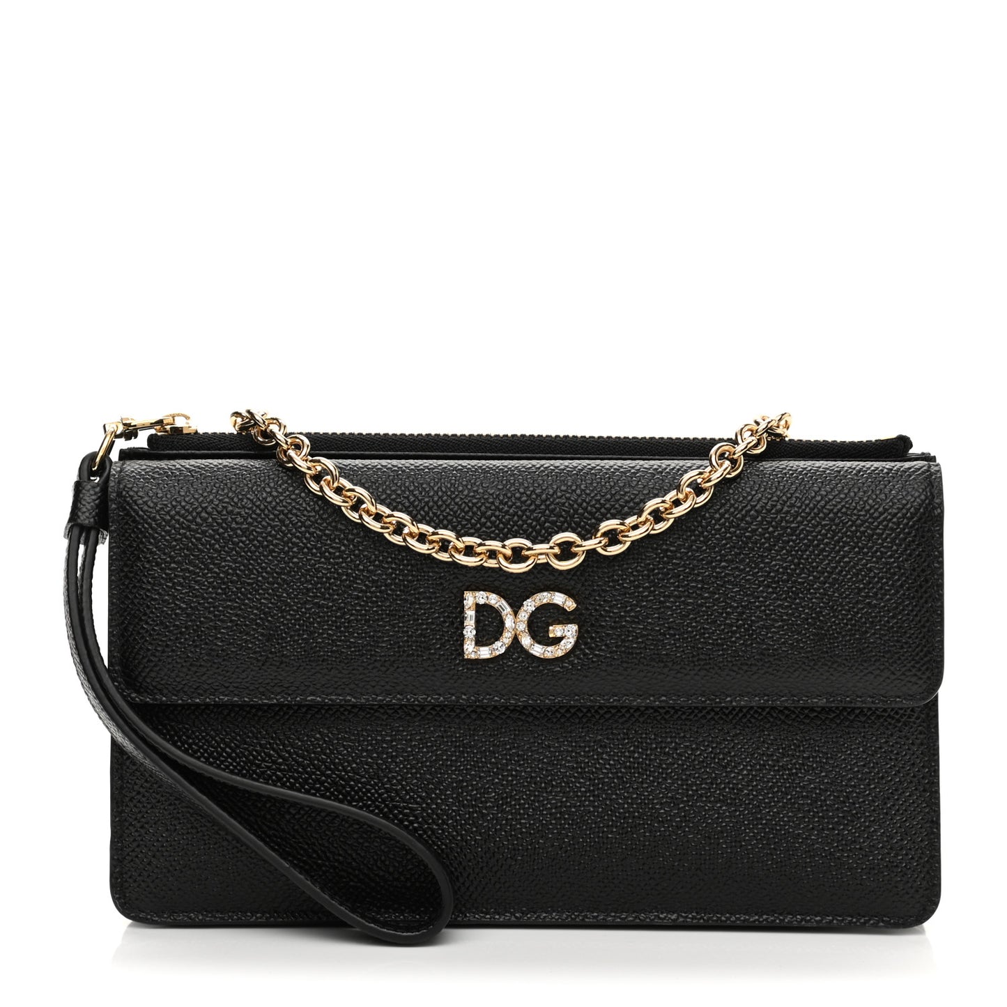 Dauphine Embellished Logo Chain Pouch Black